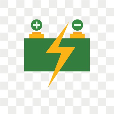 Saydam arka plan üzerinde pil logo kavramı izole pil vektör simgesi