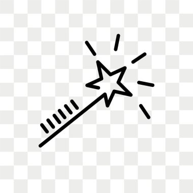 Saydam arka plan üzerinde sihirli değnek logo kavramı izole sihirli değnek vektör simgesi