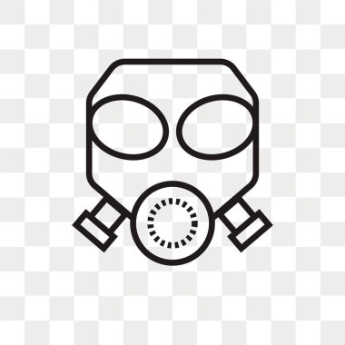 Saydam arka plan üzerinde gaz maskesi logo kavramı izole gaz maskesi vektör simgesi