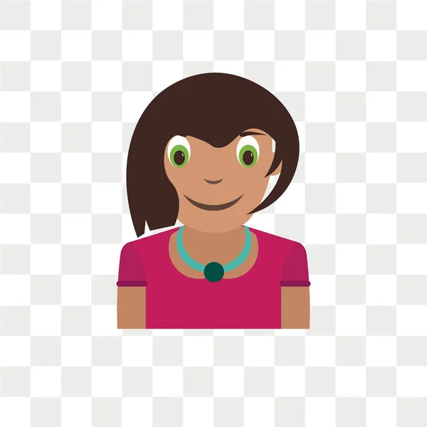 Girl Kid Avatar Vektorsymbol Isoliert Auf Transparentem Hintergrund Girl Kid — Stockvektor