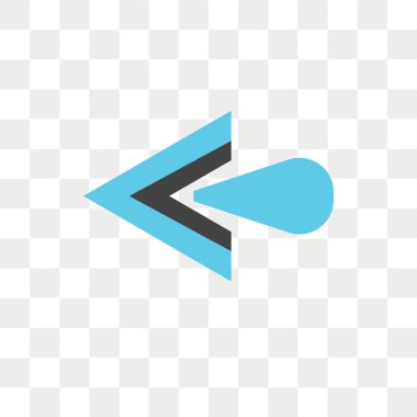 Saydam arka plan üzerinde sol ok logo kavramı izole sol ok vektör simgesi