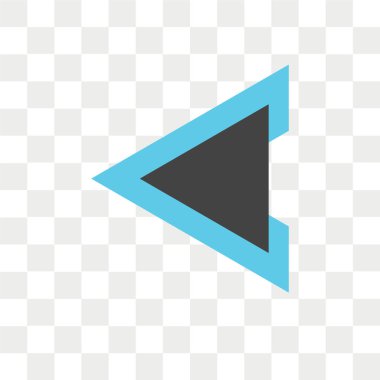 Saydam arka plan üzerinde sol ok logo kavramı izole sol ok vektör simgesi