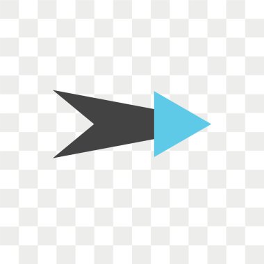 Saydam arka plan üzerinde sağ ok logo kavramı izole sağ ok vektör simgesi