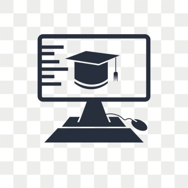 Saydam arka plan üzerinde e-öğrenim logo kavramı izole Elearning vektör simgesi