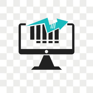 Saydam arka plan üzerinde Analytics izleme logo kavramı izole analytics monitör vektör simgesi