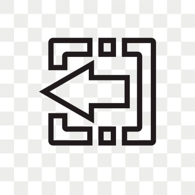 Saydam arka plan üzerinde sol ok logo kavramı izole sol ok vektör simgesi