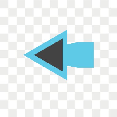 Saydam arka plan üzerinde sol ok logo kavramı izole sol ok vektör simgesi