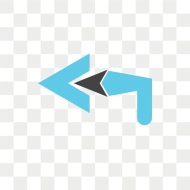 Saydam arka plan üzerinde sol ok logo kavramı izole sol ok vektör simgesi