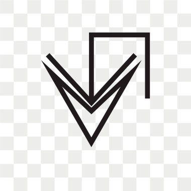 Ok vektör simgesi aşağı ok logosu kavram şeffaf arka plan üzerinde izole