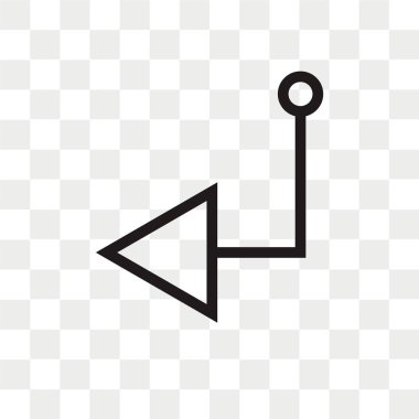 Saydam arka plan üzerinde sol ok logo kavramı izole sol ok vektör simgesi