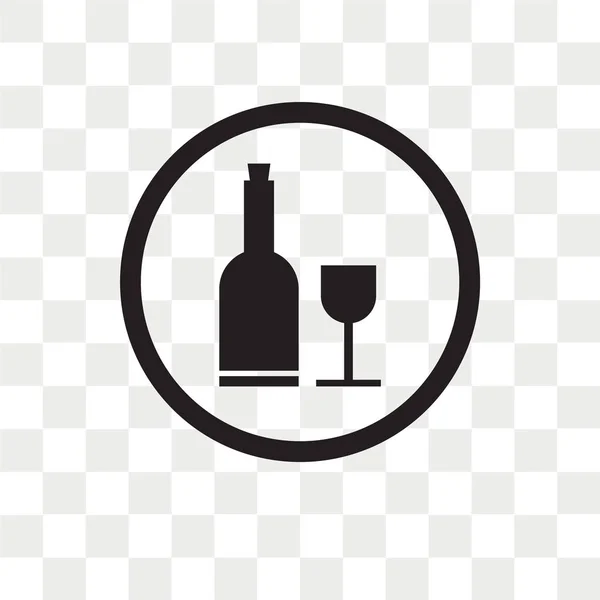 Icono Vector Botella Vidrio Vino Aislado Sobre Fondo Transparente Concepto — Vector de stock