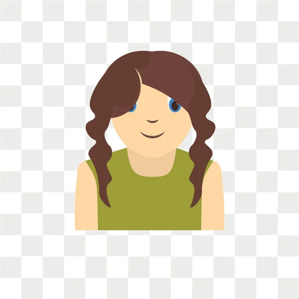 Girl Kid Avatar Vector Icon Isolated Transparent Background Girl Kid — Stock Vector