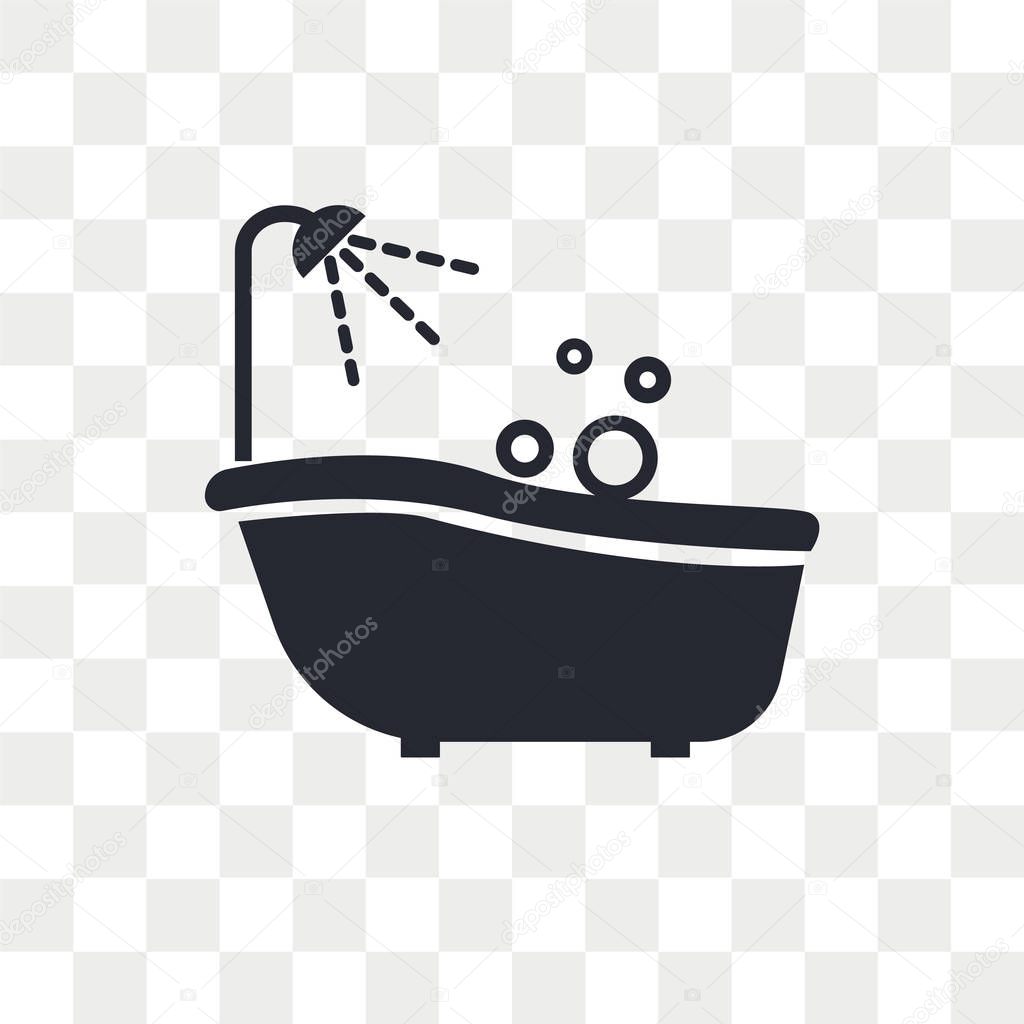 Bath tub vector icon isolated on transparent background, Bath tub logo concept