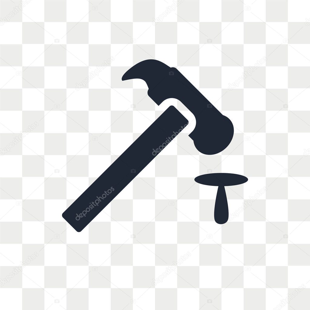 Hammer vector icon isolated on transparent background, Hammer logo concept