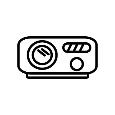 Projektör Len simge vektör beyaz arka plan üzerinde projektör Len şeffaf işareti, doğrusal izole ve stil kontur öğeleri anahat