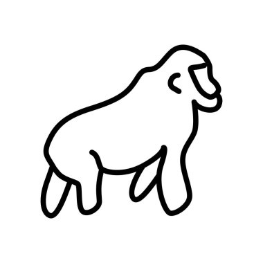 Beyaz arka plan üzerinde goril şeffaf işareti izole goril simge vektör