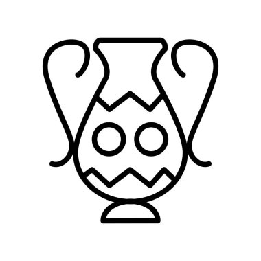 Beyaz arka planda, vazo şeffaf işareti, doğrusal ve kontur öğeleri anahat tarzı izole vazo simge vektör
