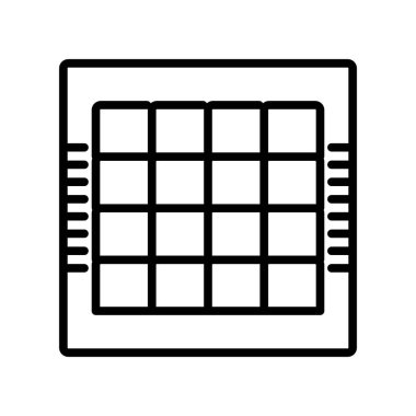 Beyaz arka planda, satranç tahtası saydam işareti, doğrusal ve kontur öğeleri anahat tarzı izole simge vektör satranç kurulu