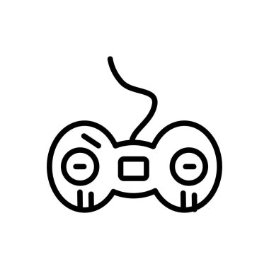 Gamepad ile kablo simge vektör izole üzerinde beyaz arka plan, Gamepad ile kablo şeffaf işareti, doğrusal ve kontur öğeleri anahat tarzı