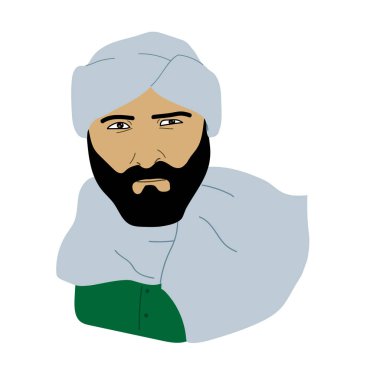 Arap adam yüz simge vektör çizim grafik tasarım, Erkek avatar simge