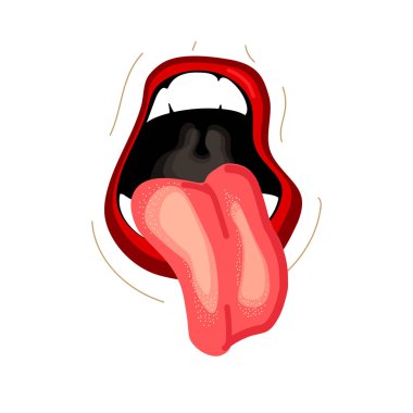 Ağız ifadeleri vektör, Sevimli çizgi yüz hareketleri somurtarak dudaklı yapışkanlık dışarı gülümseyen illüstrasyon dil