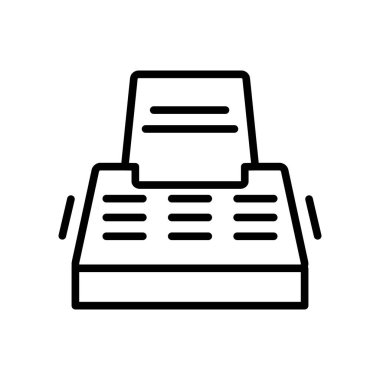 Daktilo kağıt simgesi ile vektör izole üzerinde beyaz arka plan, daktilo kağıt saydam işareti, doğrusal ve kontur öğeleri anahat tarzı