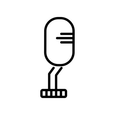 İzole eski mikrofon simge vektör beyaz arka plan üzerinde eski mikrofon şeffaf işareti, doğrusal ve stil kontur öğeleri anahat