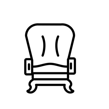 Beyaz arka planda, tekli şeffaf işareti, doğrusal ve kontur öğeleri anahat tarzı izole koltuk simge vektör
