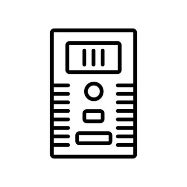 Beyaz arka planda, hesap makinesi şeffaf işareti, doğrusal ve kontur öğeleri anahat tarzı izole hesap makinesi simge vektör