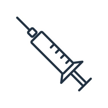 Beyaz arka plan üzerinde şırınga şeffaf işareti izole şırınga simge vektör