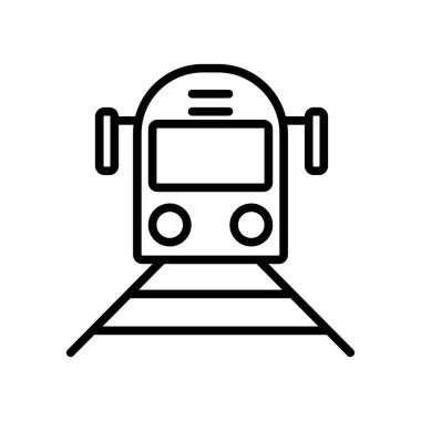 İzole tren önden görünüm simge vektör beyaz zemin üzerine, tren önden görünüm şeffaf işareti, doğrusal ve kontur öğeleri anahat stili