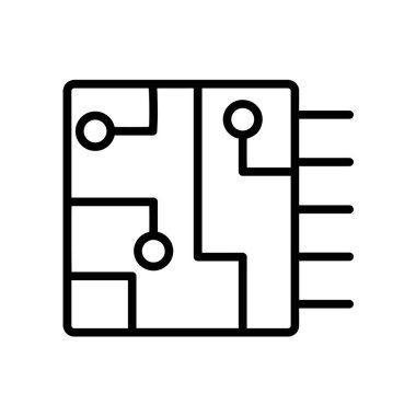 İzole kare çip simge vektör beyaz zemin üzerine, kare çip şeffaf işareti, doğrusal ve stil kontur öğeleri anahat