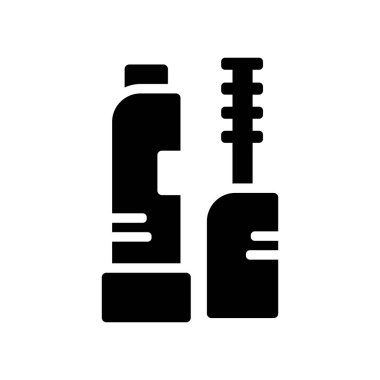 Beyaz arka plan, maskara şeffaf işareti, siyah moda sembolleri izole maskara simge vektör