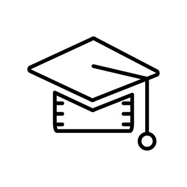 Beyaz arka planda, kolej şeffaf işareti, doğrusal ve kontur öğeleri anahat tarzı izole kolej simge vektör