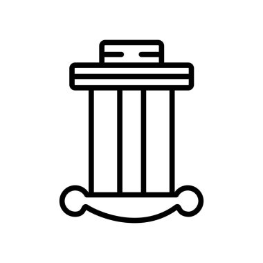 Beyaz arka planda, sütun şeffaf işareti, doğrusal ve kontur öğeleri anahat tarzı izole sütun simge vektör