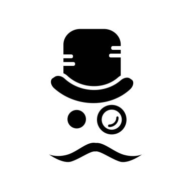 Monokl simge vektör izole beyaz arka plan, tek gözlük şeffaf işareti, siyah moda sembolleri