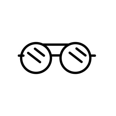 Beyaz arka planda, Google gözlük şeffaf işareti, doğrusal ve kontur öğeleri anahat tarzı izole Google gözlük simge vektör