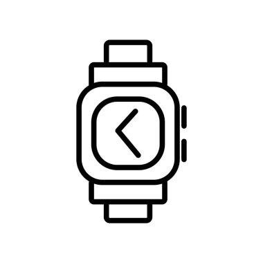 Beyaz arka planda, akıllı izle şeffaf işareti, doğrusal ve kontur öğeleri anahat tarzı izole akıllı izle simge vektör