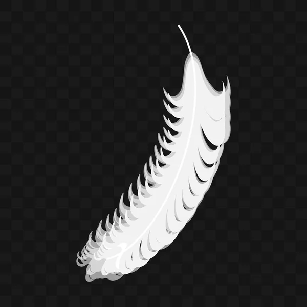White Feather Zwarte Achtergrond Vectorillustratie — Stockvector