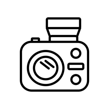 Fotoğraf Kamera Flash simge vektör beyaz arka plan üzerinde fotoğraf kamera Flash şeffaf işareti, doğrusal izole ve stil kontur öğeleri anahat