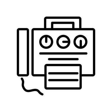 Faks makinesi simge vektör beyaz arka plan üzerinde Faks makinesi şeffaf işareti, doğrusal izole ve stil kontur öğeleri anahat