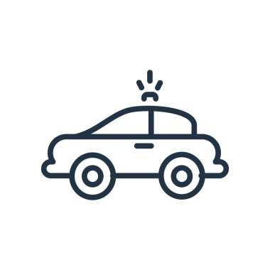 Beyaz zemin üzerine, polis araba şeffaf işareti izole polis araba simge vektör