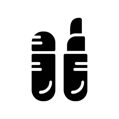 Beyaz arka plan, ruj şeffaf işareti, siyah moda sembolleri izole ruj simge vektör