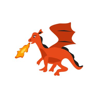 İzole beyaz arka plan, Dragon şeffaf işareti, renkli sihirli sembolleri Dragon simge vektör