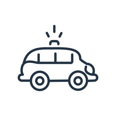 Beyaz zemin üzerine, polis araba şeffaf işareti izole polis araba simge vektör