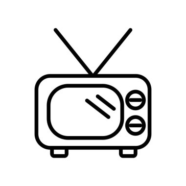 Eski Tv simge vektör izole üzerinde beyaz arka plan, eski bir Tv şeffaf işareti, doğrusal ve kontur öğeleri anahat tarzı