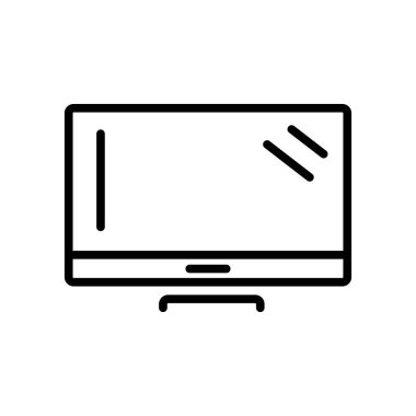 Beyaz arka planda, Lcd ekran şeffaf işareti, doğrusal ve kontur öğeleri anahat tarzı izole Lcd ekran simge vektör