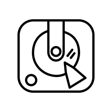 Beyaz arka planda, Sabit Disk şeffaf işareti, doğrusal ve kontur öğeleri anahat tarzı izole Sabit Disk simge vektör