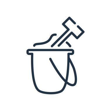 Beyaz arka plan üzerinde kova şeffaf işareti izole kova simge vektör