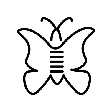 Beyaz arka planda, kelebek şeffaf işareti, doğrusal ve kontur öğeleri anahat tarzı izole kelebek simge vektör